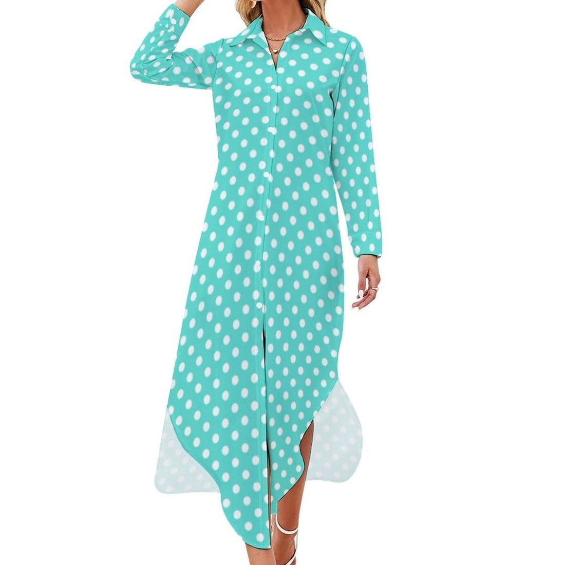Robe Longue Année 70 Turquoise - Louise Vintage