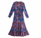 Robe Longue Style Année 70 Violet - Louise Vintage