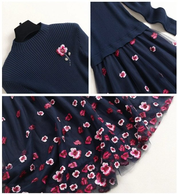 Robe Marine New Look Avec Dentelle | Style été Et Plage - Taille 10