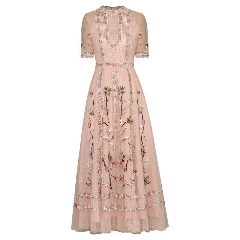 Robe Mi Longue Année 30 40 Rose - Louise Vintage