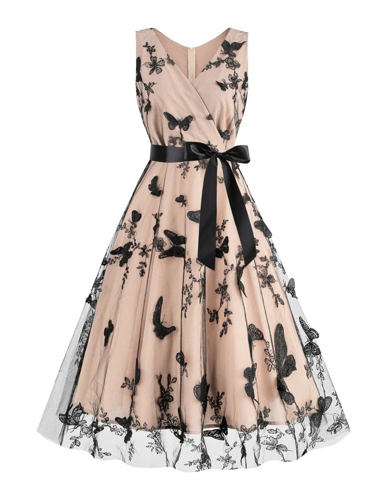 Robe Noire Années 50 Papillons - Louise Vintage