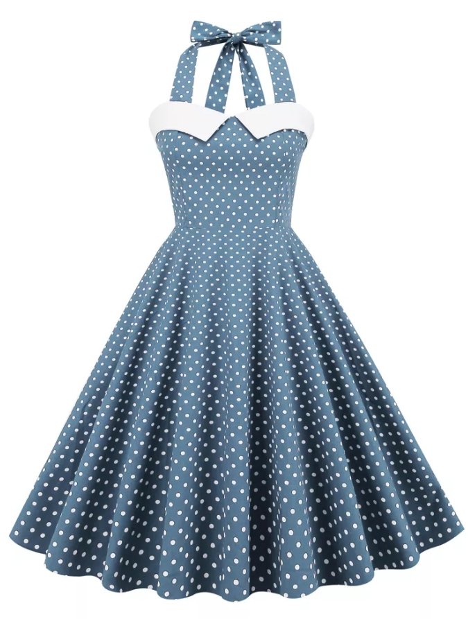 Robe Patineuse Année 50 Bleu - Louise Vintage