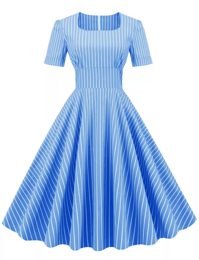 Robe Rétro Année 50 Bleu - Louise Vintage