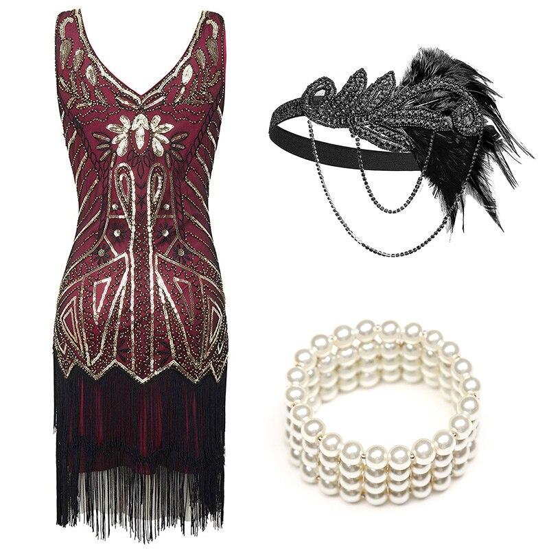 Robe Soirée Année 20 Rouge (Avec Accéssoires) - Louise Vintage