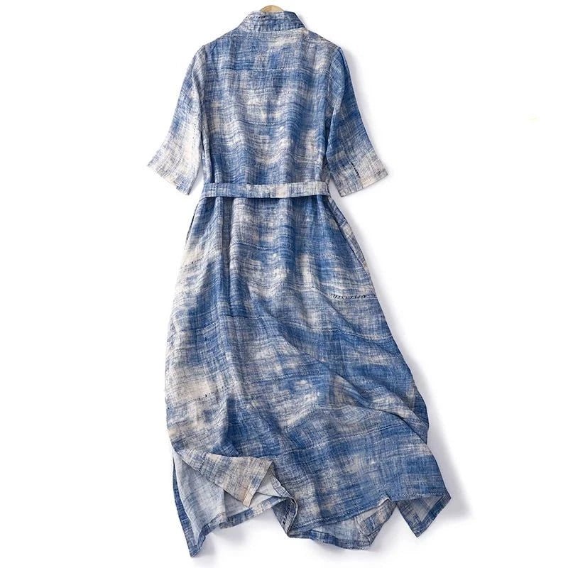 Robe Trapèze Année 70 Bleue - Louise Vintage