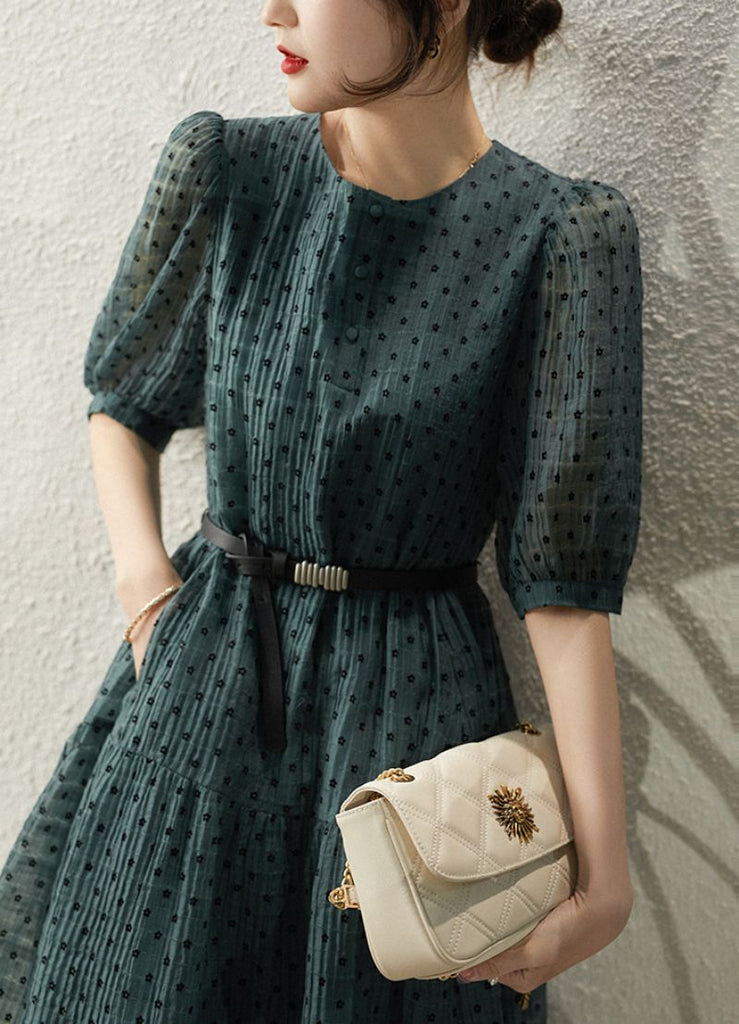 Robe Trap?�ze Ann?�e 70 Verte - Louise Vintage