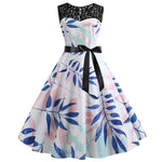 Robe Trapèze Vintage Fleur Bleu - Louise Vintage