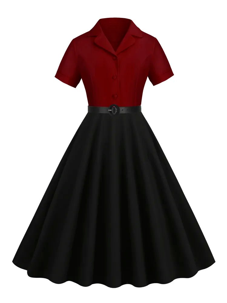 Robe Vintage 50 Bordeaux Manches Courtes - Louise Vintage