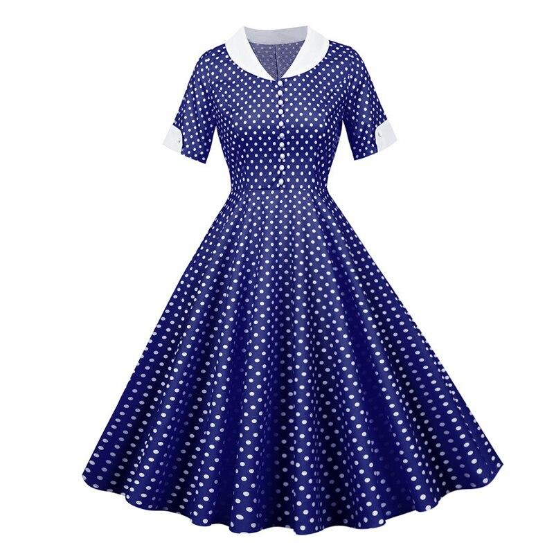 Robe Vintage 50s Bleue Pois - Louise Vintage