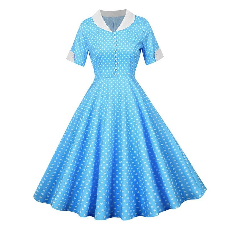 Robe Vintage 50s Ciel Pois - Louise Vintage