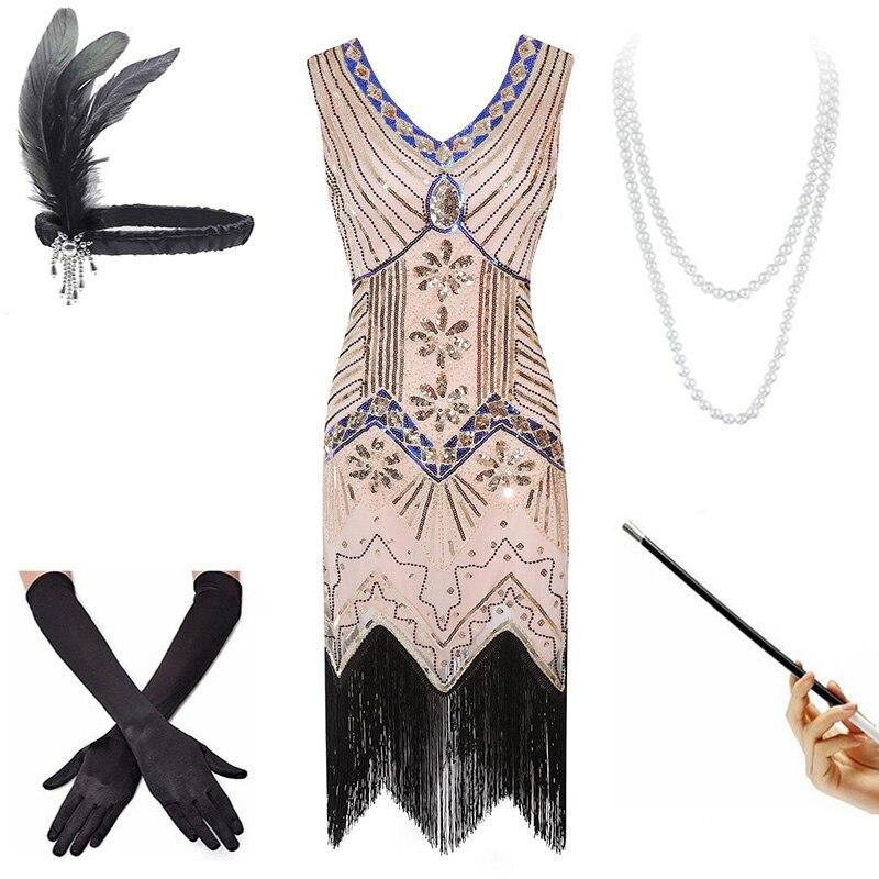 Robe Vintage Année 20 Rose (Avec Accéssoires) - Louise Vintage