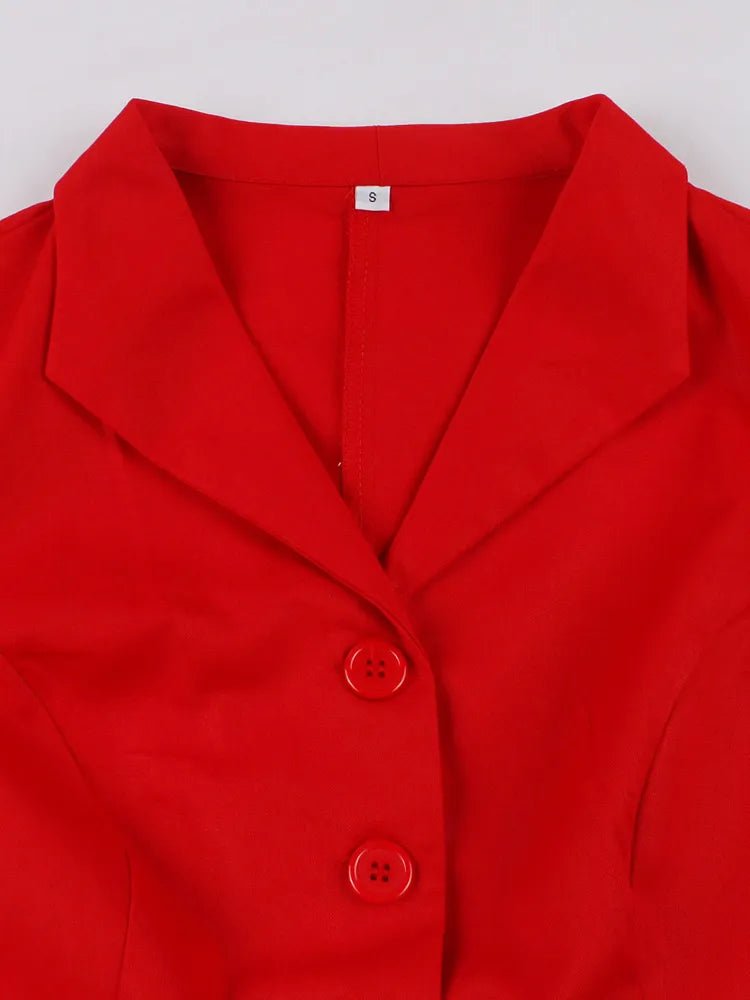 Robe Vintage Année 50 Rouge Unie - Louise Vintage