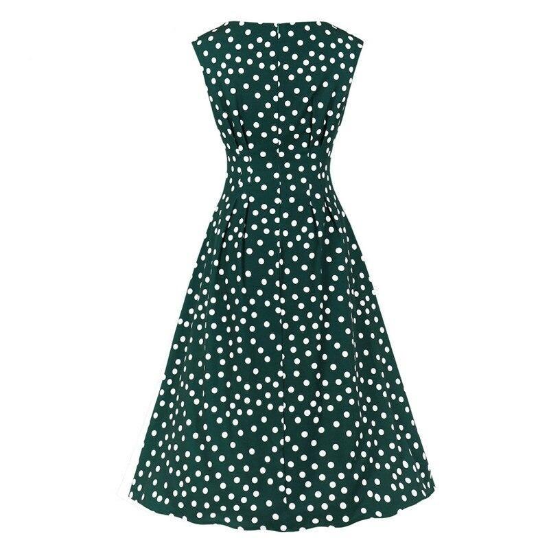 Robe Vintage Annee 50 Verte Pois Blancs