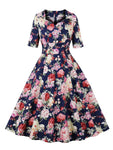 Robe Vintage Année 60 Bleue Champetre - Louise Vintage