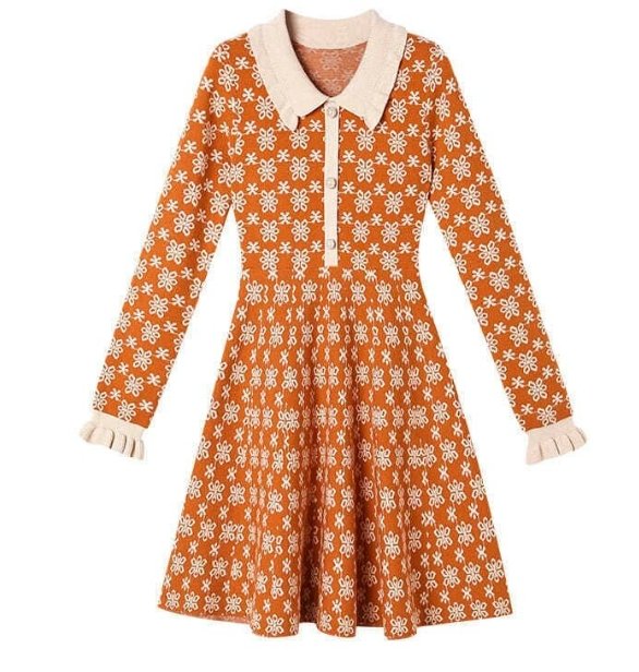 Robe Vintage Années 40 Old School Orange - Louise Vintage
