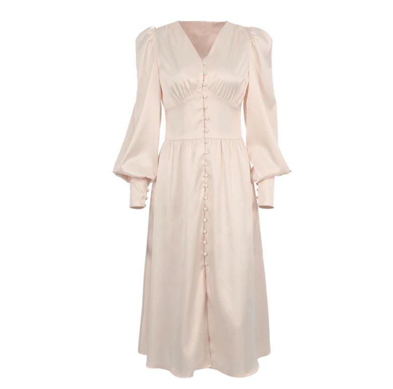 Robe Vintage Années 40 Satin Beige - Louise Vintage