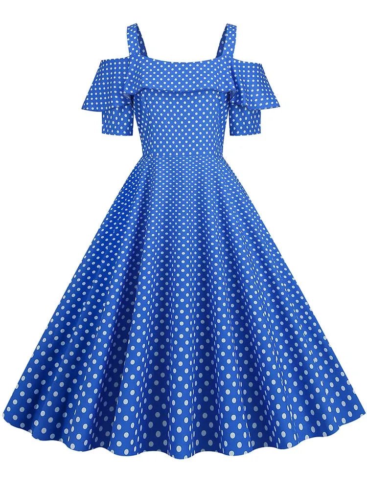 Robe Vintage Bleu Plissée - Louise Vintage