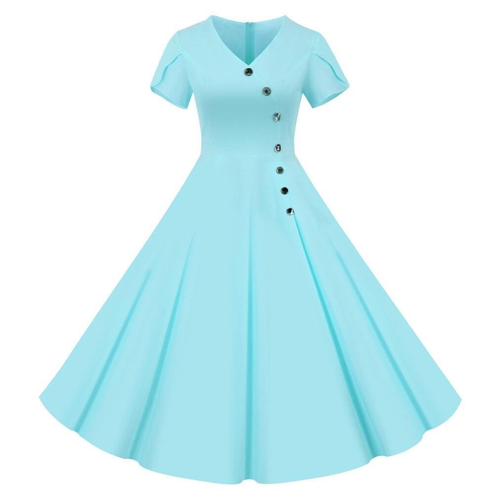 Robe Vintage Boutons Bleu - Louise Vintage