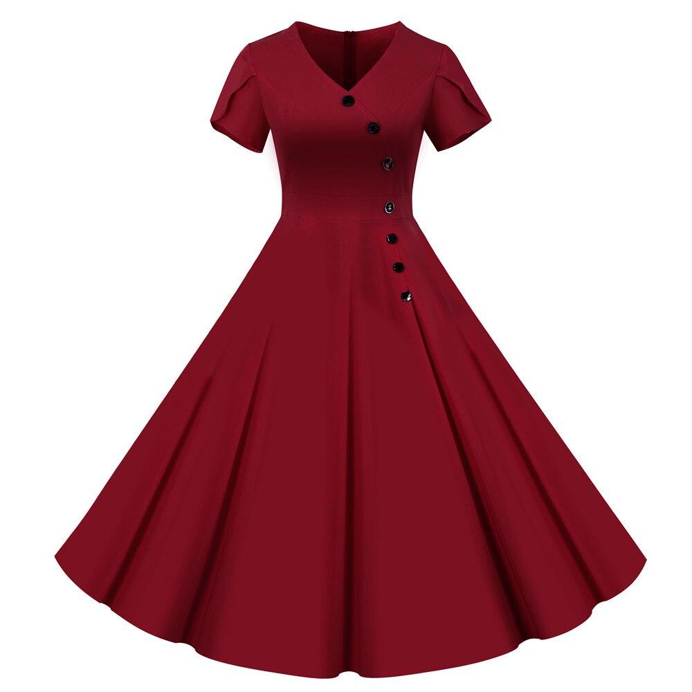 Robe Vintage Boutons Bordeaux - Louise Vintage