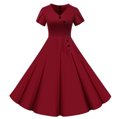 Robe Vintage Boutons Bordeaux - Louise Vintage
