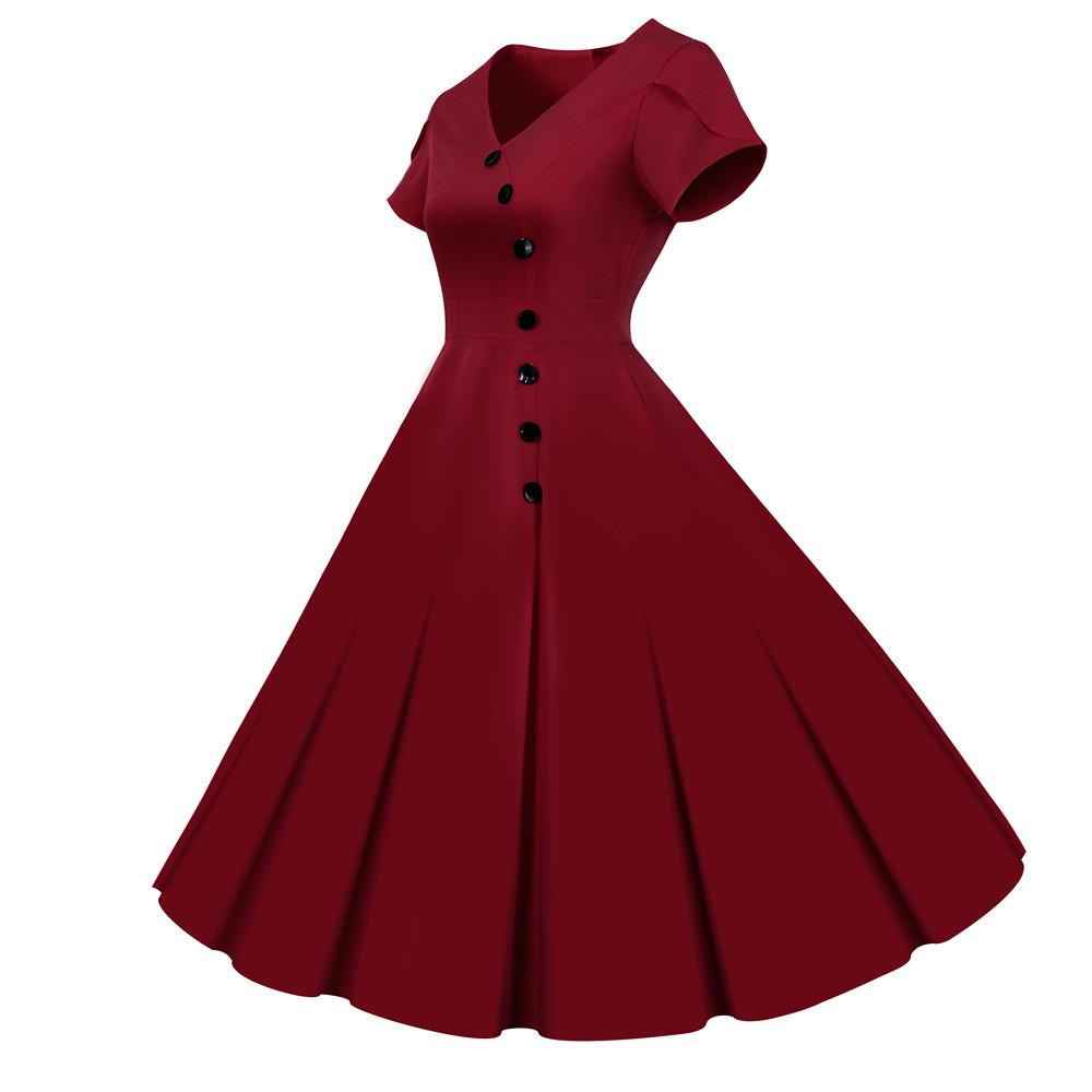 Robe Vintage Boutons Bordeaux - Louise Vintage