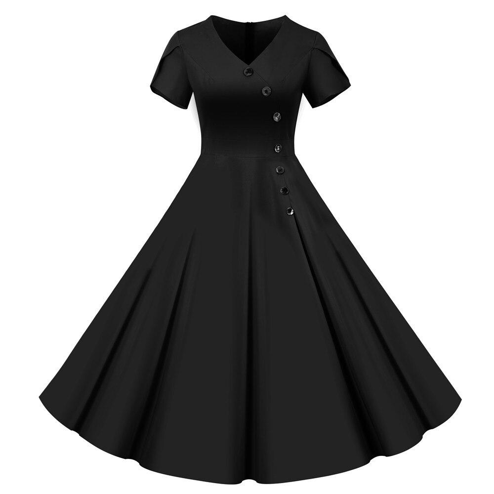 Robe Vintage Boutons Noir - Louise Vintage