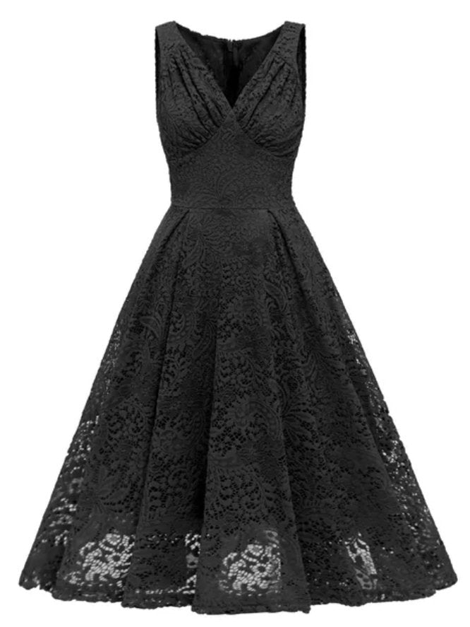 Robe Vintage Broderie Noir - Louise Vintage