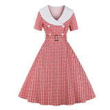 Robe Vintage Carreaux Rouge - Louise Vintage