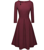 Robe Vintage Col Bouton Chic Bordeaux - Louise Vintage