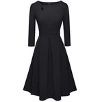 Robe Vintage Col Bouton Chic Noir - Louise Vintage