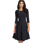Robe Vintage Col Bouton Chic Noir - Louise Vintage