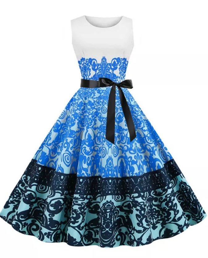 Robe Vintage Col Rond Blanche Fleurs - Louise Vintage