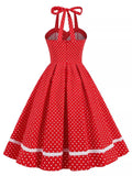 Robe Vintage Col Rond Rouge Pois - Louise Vintage