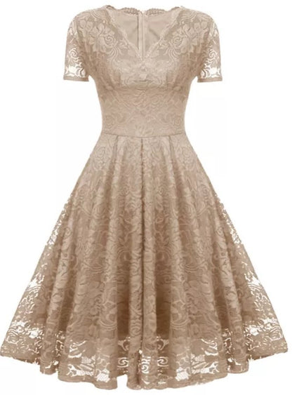 Robe Vintage Demoiselle Beige - Louise Vintage