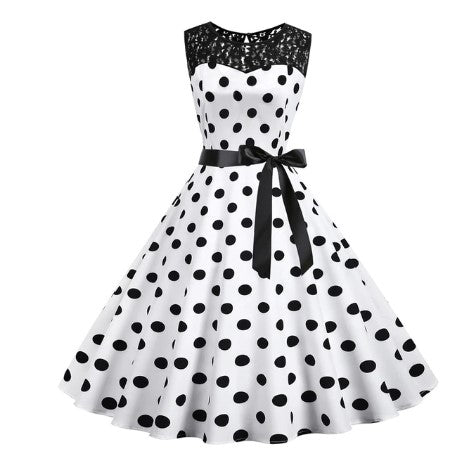 Robe Vintage Dentelle Blanche Pois - Louise Vintage