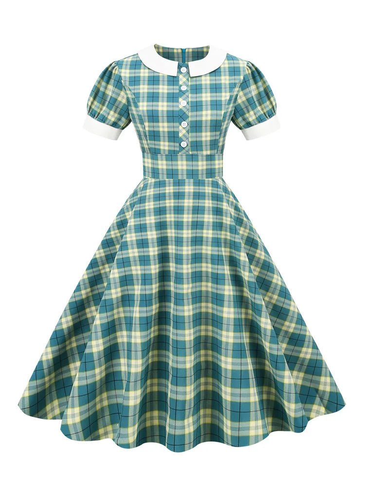 Robe Vintage Ecosse Vert - Louise Vintage