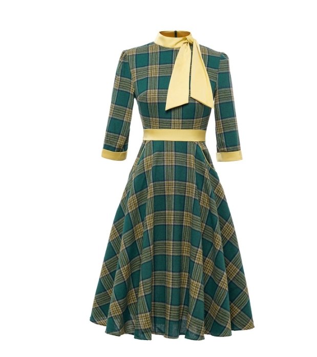Robe Vintage Elegance Verte - Louise Vintage