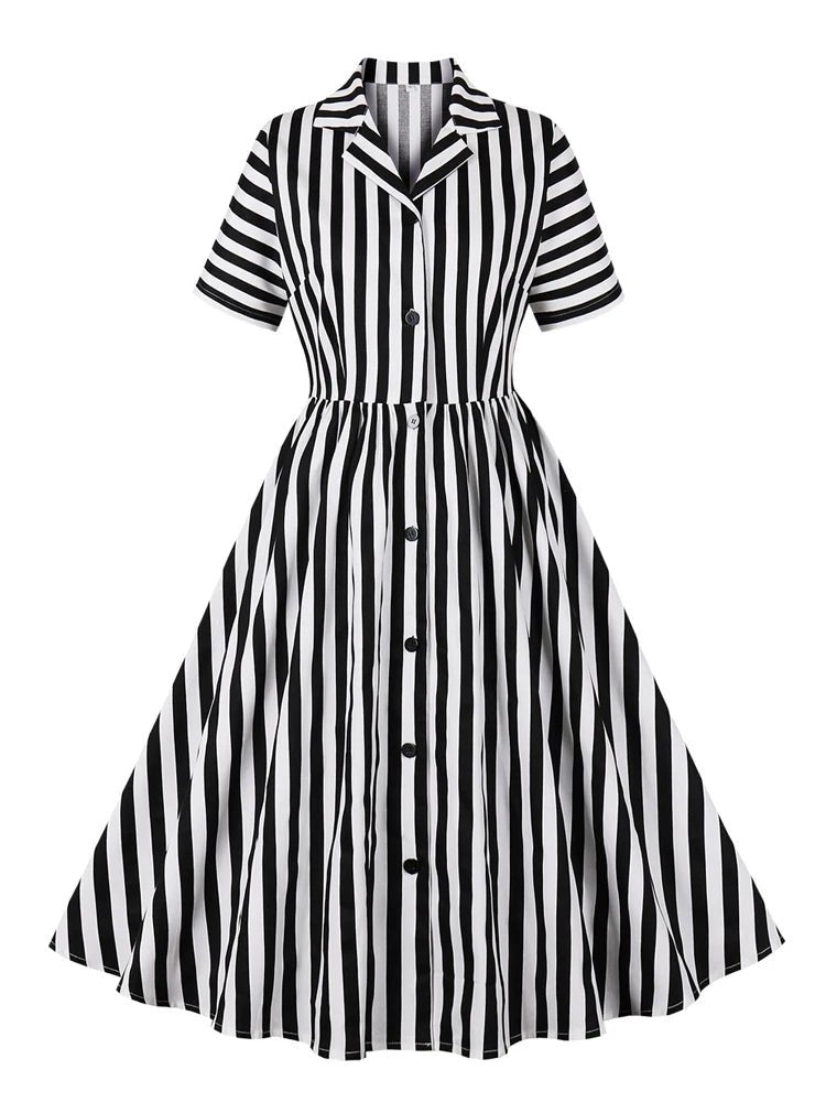 Robe Vintage Femme Noire et Blanche - Louise Vintage
