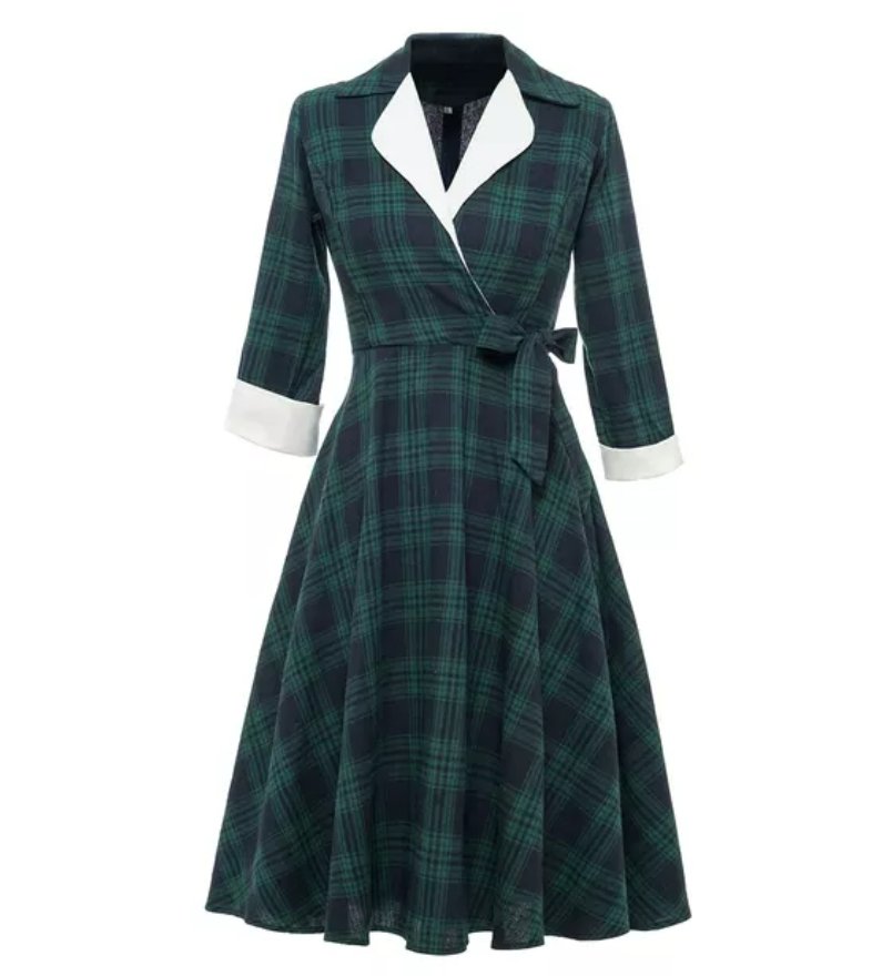 Robe Vintage Fourrure Vert - Louise Vintage
