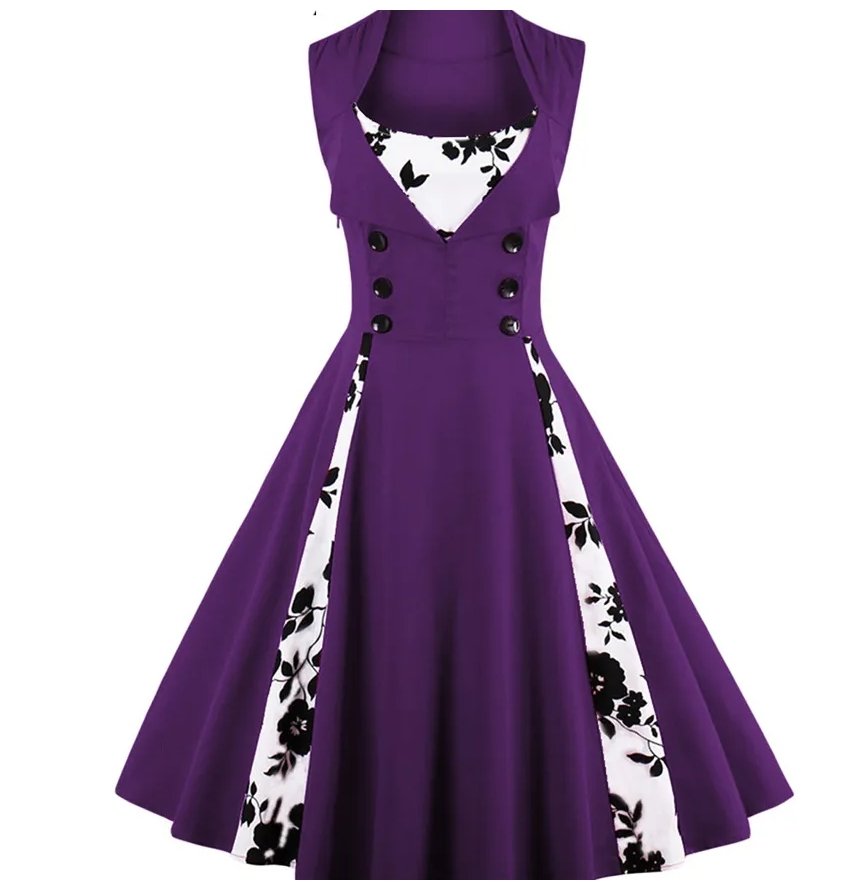 Robe Vintage Grande Taille 60s violet - Louise Vintage