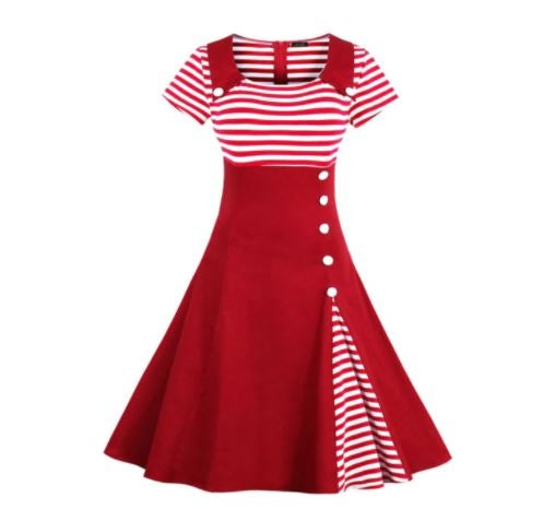Robe Vintage Grande Taille Année 50 Rouge - Louise Vintage