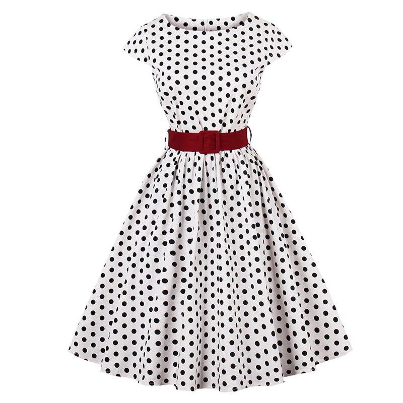 Robe Vintage Grande Taille Blanche Ceinture - Louise Vintage