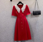 Robe Vintage Grande Taille Broderie Rouge - Louise Vintage