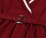 Robe Vintage Grande Taille Col V Rouge - Louise Vintage