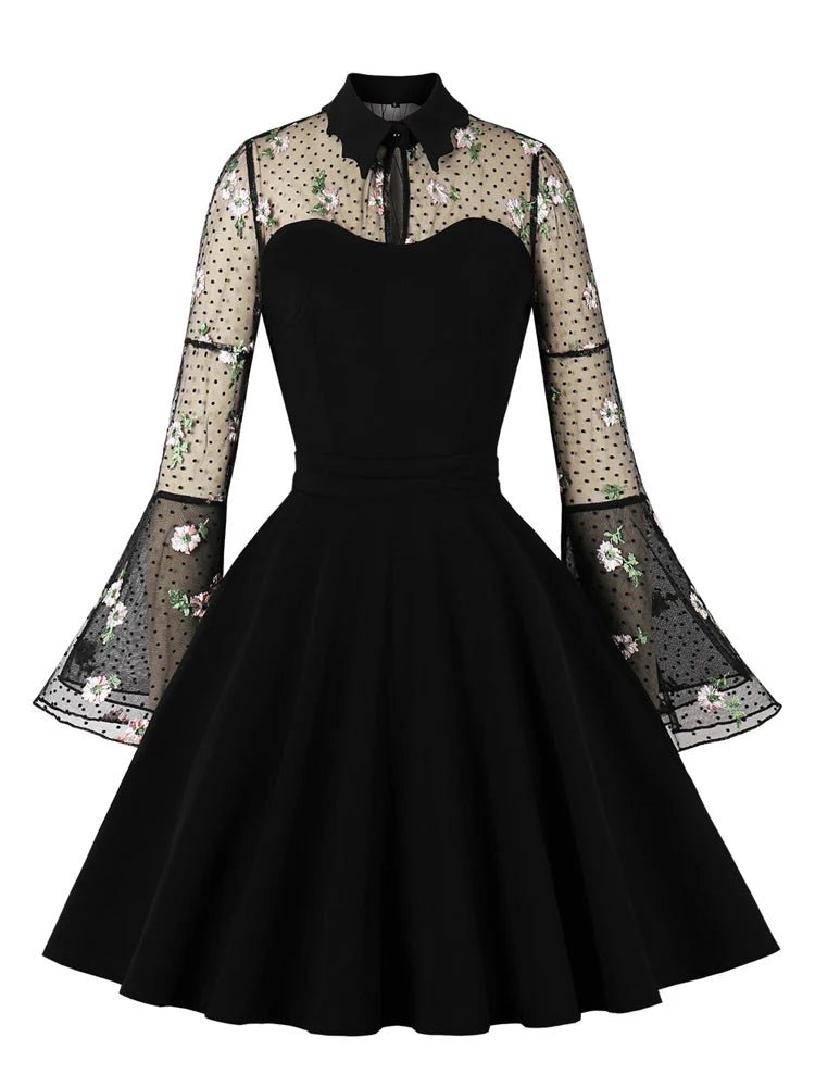 Robe Vintage Grande Taille Dentelle Bleu - Louise Vintage