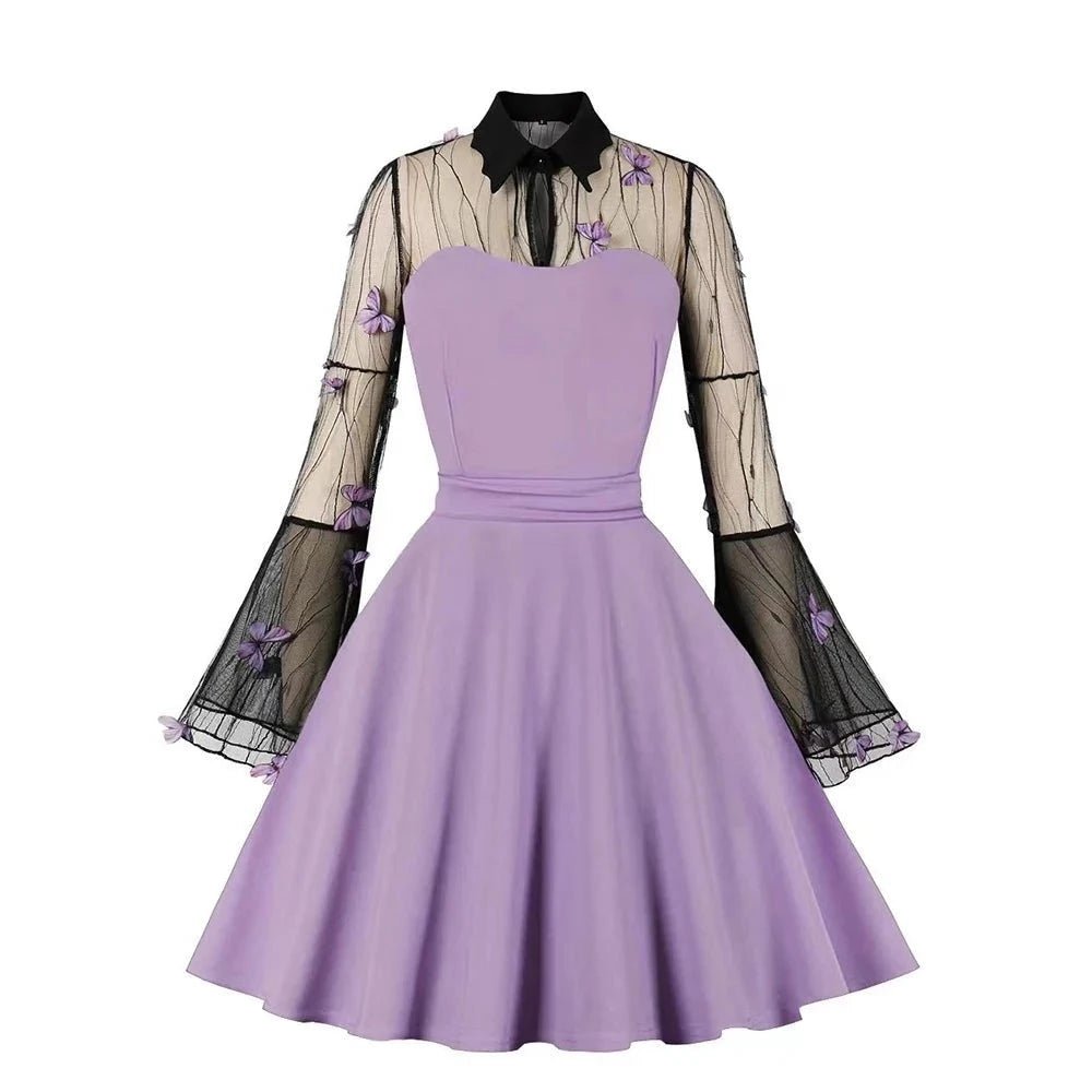 Robe Vintage Grande Taille Dentelle Rockabilly Violet - Louise Vintage