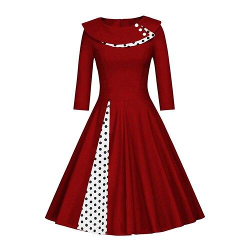 Robe Vintage Grande Taille Hiver Bordeaux - Louise Vintage
