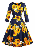 Robe Vintage Grande Taille Manches Longues Bleu - Louise Vintage