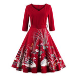 Robe Vintage Grande Taille Manches Longues Rouge - Louise Vintage