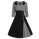 Robe Vintage Grande Taille Marinière Noire - Louise Vintage